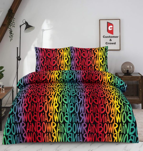 Rainbow Duvet Cover Set – 50% Cotton 50% Polycotton Bedding with Pillowcases