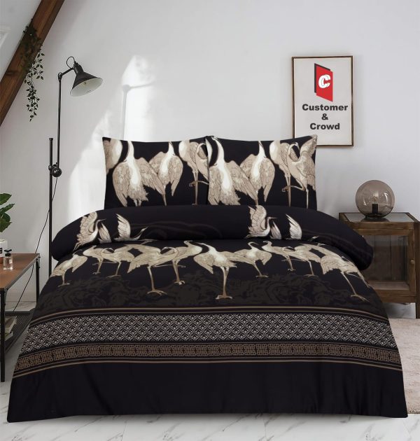 Luxury 100% Cotton Sateen 300TC Bird Print Duvet Cover Set