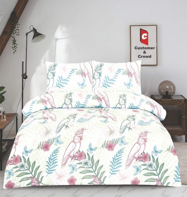 Parrot Print Duvet Cover Set – 50% Cotton 50% Polycotton Bedding with Pillowcases
