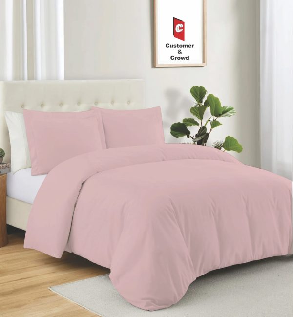 Light Pink Duvet Cover Set – 50% Cotton 50% Polycotton Bedding with Pillowcases