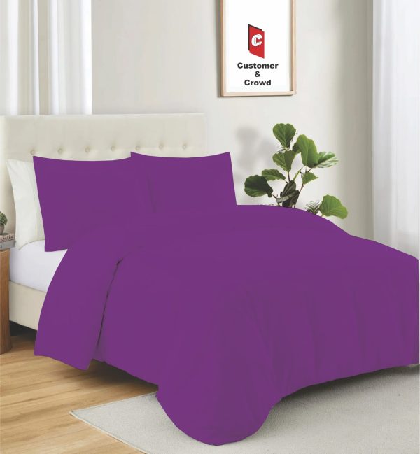 Purple Duvet Cover Set – 50% Cotton 50% Polycotton Bedding with Pillowcases