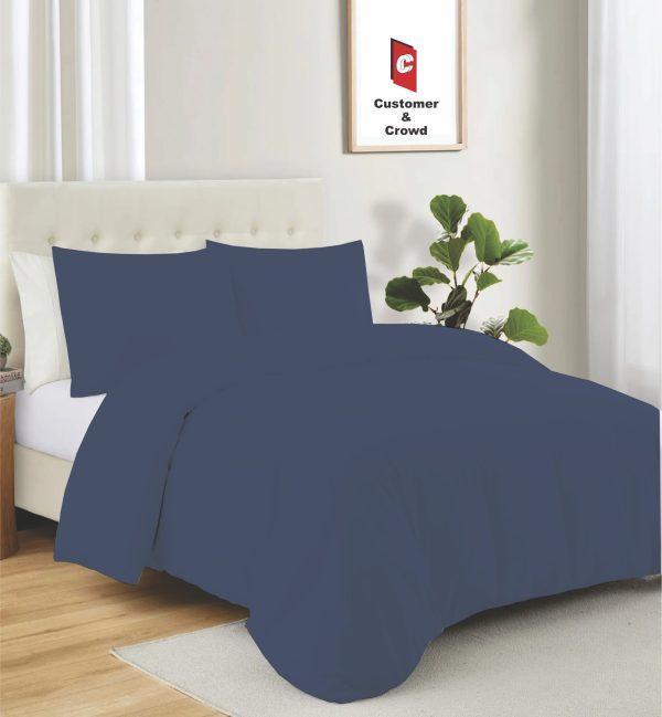 Blue Duvet Cover Set – 50% Cotton 50% Polycotton Bedding with Pillowcases